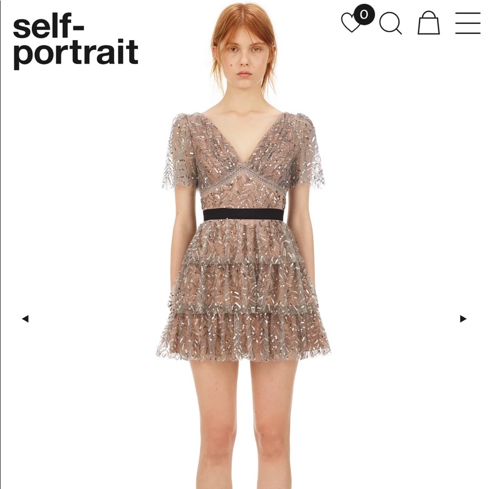 Grey Leaf Sequin Mini Dress